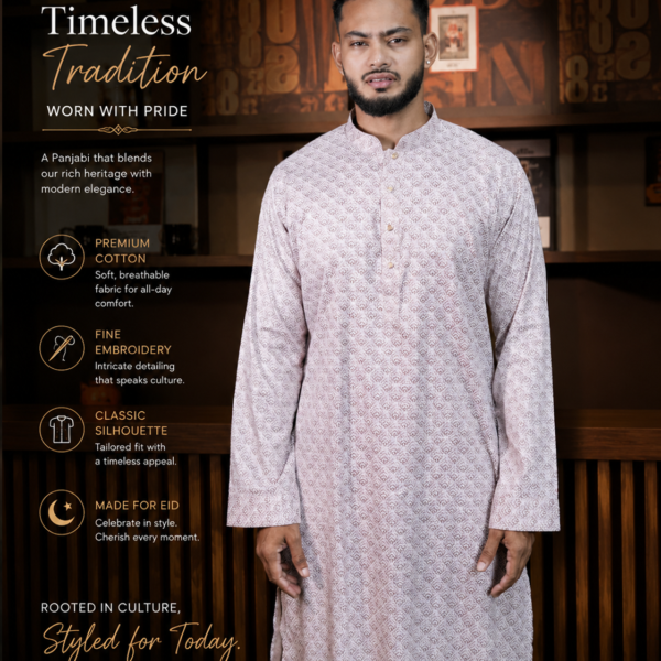 proyojon White Maroon Color Panjabi 7 1