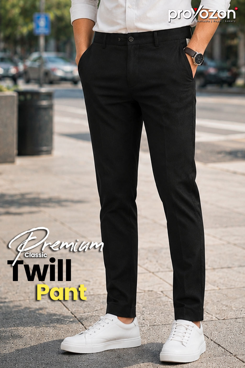 black color twill pant proyojon black color twill pant